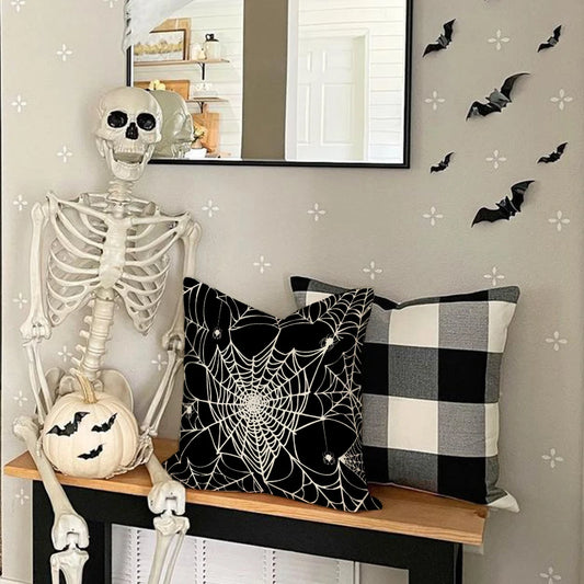 18x18 Inches Halloween Skull Spider Spooky Web Design Sofa Cushion Pillowcase Home Decor