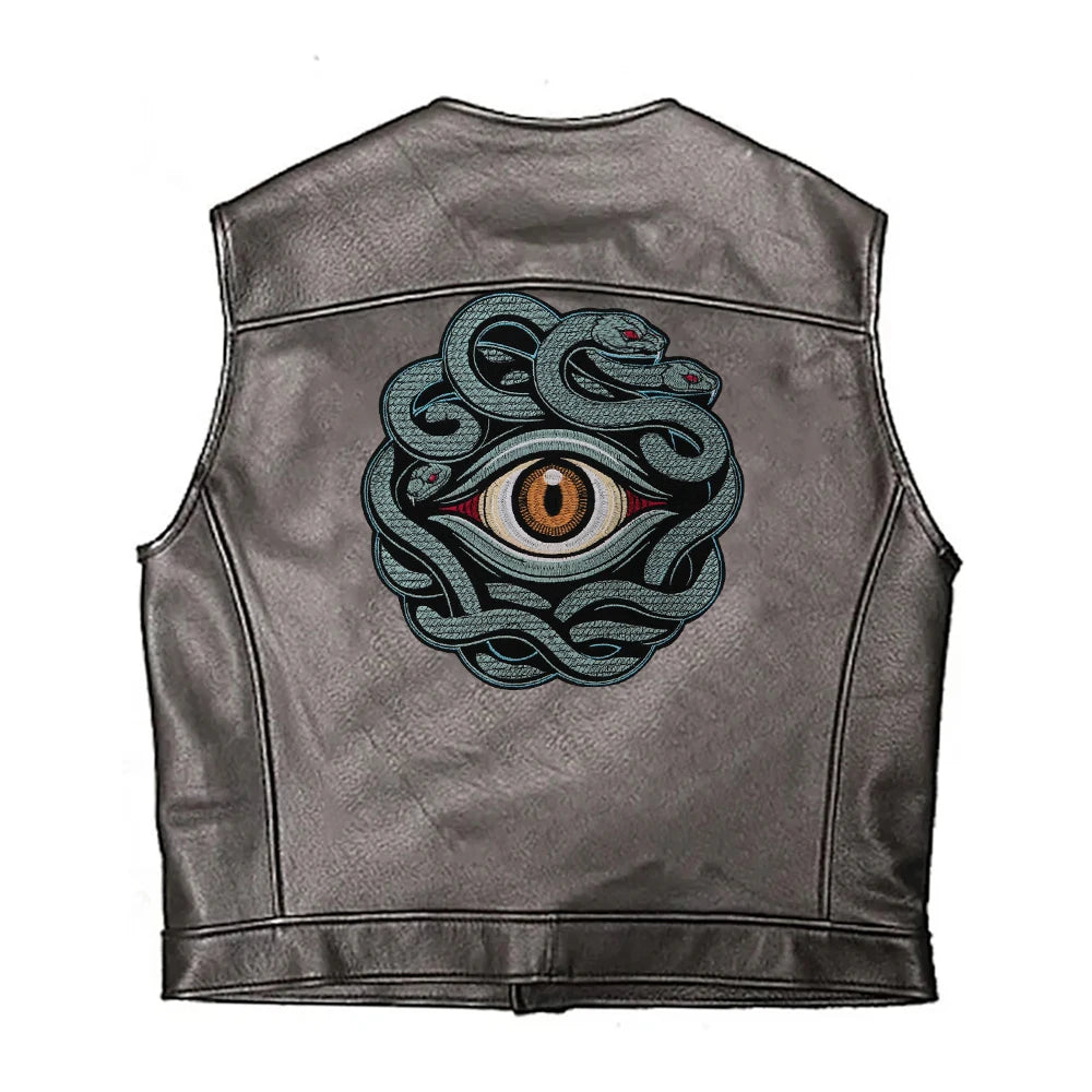 Large Embroidered Animal Multi Headed Snake Eyes Patch Iron on Clothes Patches DIY Biker Badge