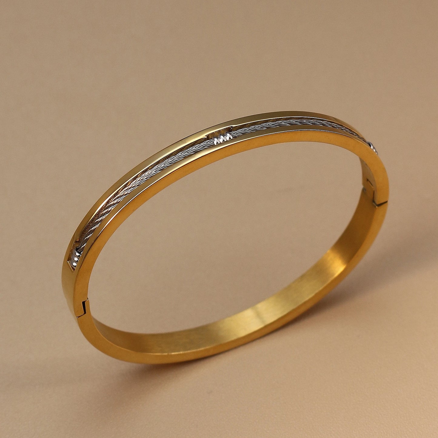 Women Punk 18k Gold Color Stainless Steel Statement Bracelet Bangle