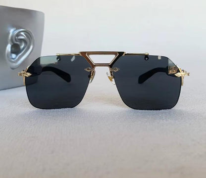 Men Women Retro Vintage Punk Designer Square Rimless Oversized Shades Sunglasses Eyewear
