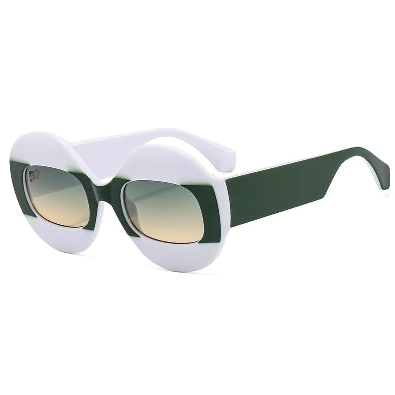Men Women Retro Oval Clear Gradient Lens Shades UV400 Fashion Round Glasses Sunglasses