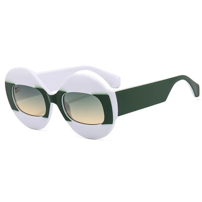 Men Women Retro Oval Clear Gradient Lens Shades UV400 Fashion Round Glasses Sunglasses