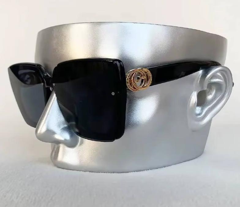 Men Women Glamour Designer Oversized Square Rimless Eyewear UV400 Sunglasses
