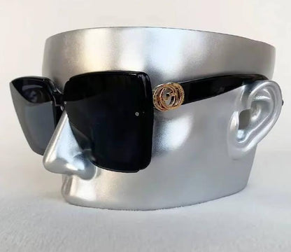 Men Women Glamour Designer Oversized Square Rimless Eyewear UV400 Sunglasses