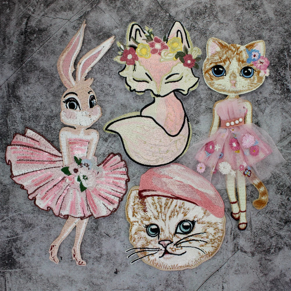 Cartoon Rabbit Embroidery Patches for Clothing Animal Transfer Appliques Badge DIY Sticker Sewing