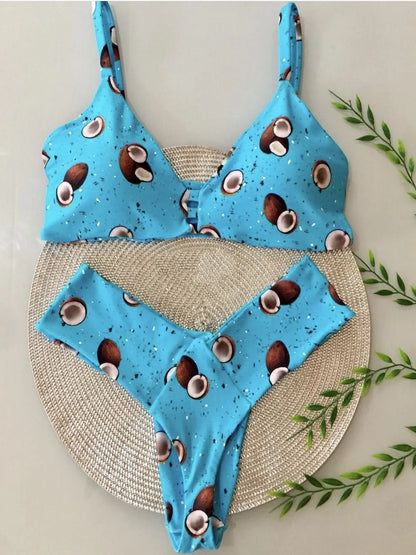 Women Bikini String Leopard Print Bikini Brazilian Swimwear Two Pieces Swimming Suit