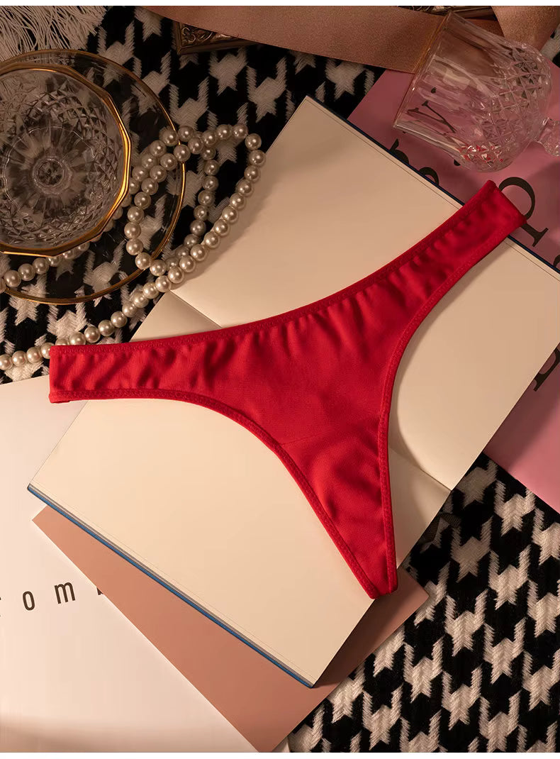 Women T-back Briefs Cotton G-String Thong Underwear Low Waist Seamless Panties