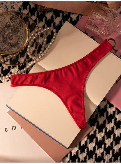 Women T-back Briefs Cotton G-String Thong Underwear Low Waist Seamless Panties