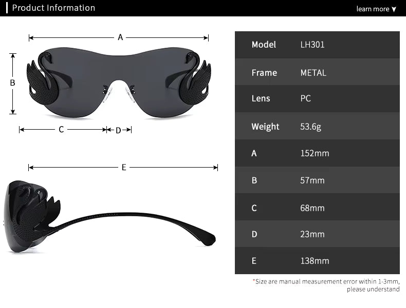 Y2k Women Fashion Swan Inlay Gradient Lens Shades Oversized Rimless Sunglasses Glasses