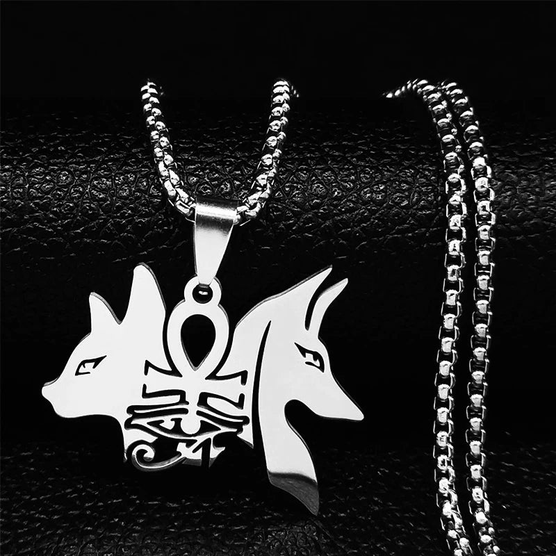 Key Of Life Egyptian Scarab Eye of Ra Horus Symbol Stainless Steel Gold Color Pendant Necklace