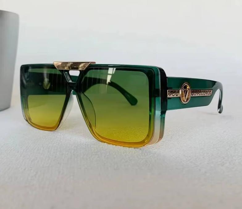 Men Women Punk Vintage Square Designer Letter V Driving UV400 Eyewear Sunglasses