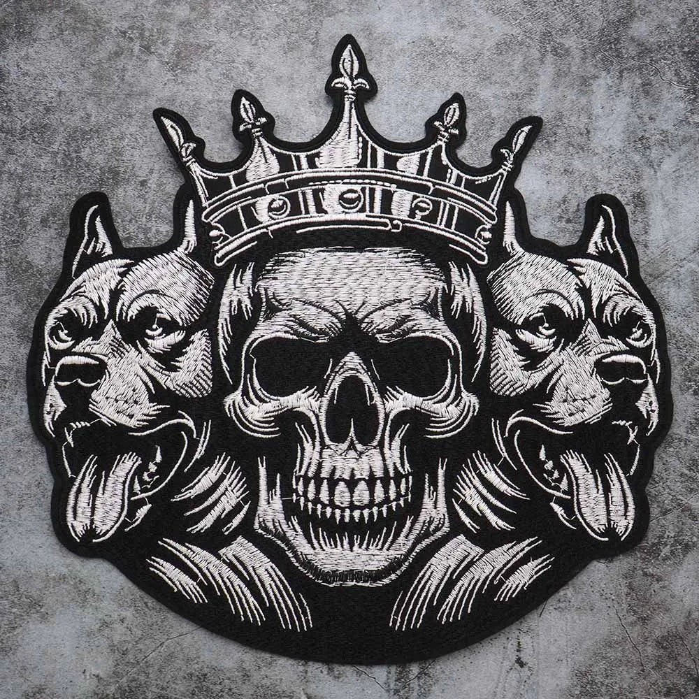 Cool gold and silver crown skull Embroidered Patch Appliques Iron on Patches Badge Clothes Sewing