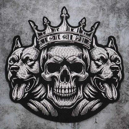 Cool gold and silver crown skull Embroidered Patch Appliques Iron on Patches Badge Clothes Sewing