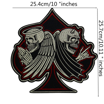Large-Size Winged Skull Angel Biker Motorcycle Embroidered Patch Appliques Iron on Patches Badge Clothes Sewing