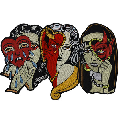 Embroidered Beauty Sexy Red Rose Love face Girl Patch Iron On Embroidered Patches for Clothes