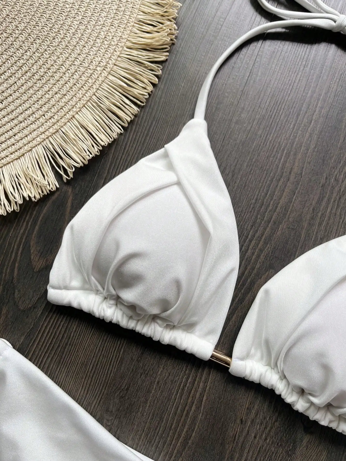 Women Lace Up Brazilian Thong Solid White/Black/Coffee Halter Swimsuit Bathing Beachwear Suit