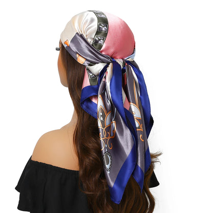 90cm Women Four Seasons Square Silk Satin Bandana Wrap Shawl Scarves Scarfs Spk8