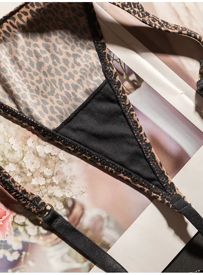 Women Ice Slik Low Waist G-String Leopard Flower Panties Briefs Thong T-back Underwear Lingerie
