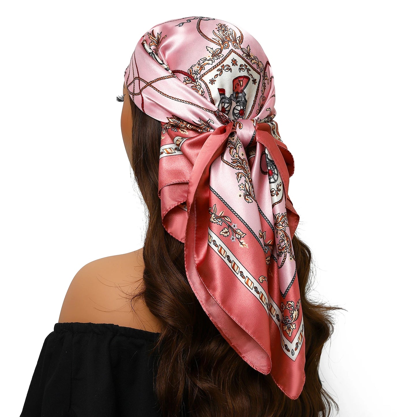 90cm Women Four Seasons Square Silk Satin Bandana Wrap Shawl Scarves Scarfs Spk13