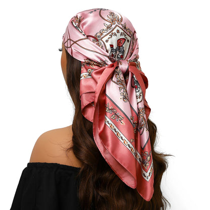 90cm Women Four Seasons Square Silk Satin Bandana Wrap Shawl Scarves Scarfs Spk13