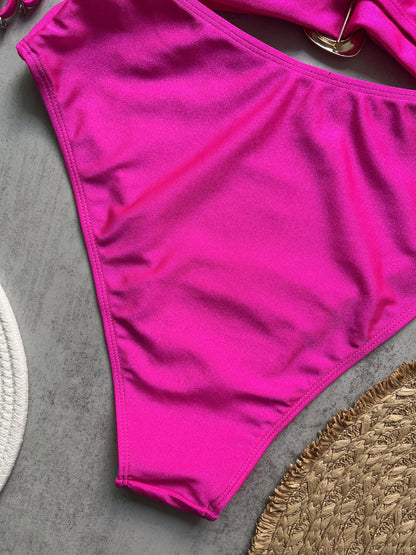 Sexy Strapless Hollow Out One Piece Women Beach Bikini Solid Backless Swimsuit