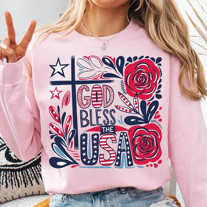 God Bless The USA America 4th of July DIY Iron-On Heat Transfer Sticker Decal T-shirts Sweatshirts Bag Clothes Decor