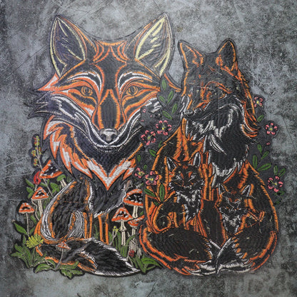 Mushroom Orange Foxes Motorcycle Embroidered Animal Patch Appliques Iron on Patches Badge Clothes Sewing