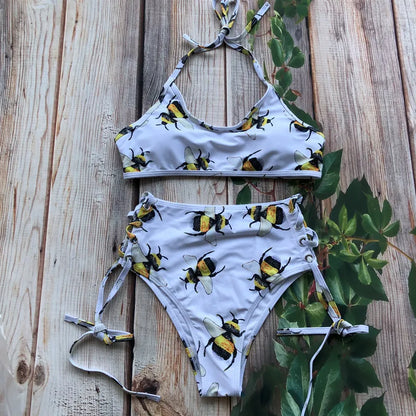 Women Swimsuit High Waist Bandage Sport Swimwear Bikini Push Up Beachwear Bathing Suit