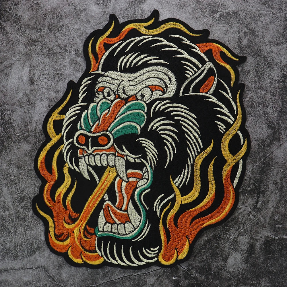 Punk Dragon Eagle Animal Large Embroidered Patch Appliques Iron on Patches Badge Clothes Sewing