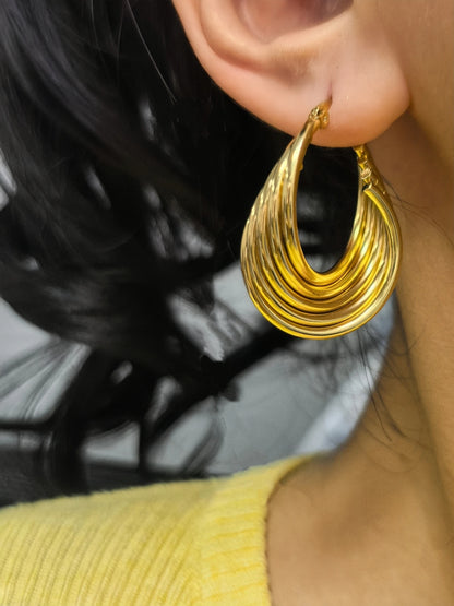 Women 18K Gold Plated Stainless Steel Fashion Wedding Party Earrings Jewelry Party Gift