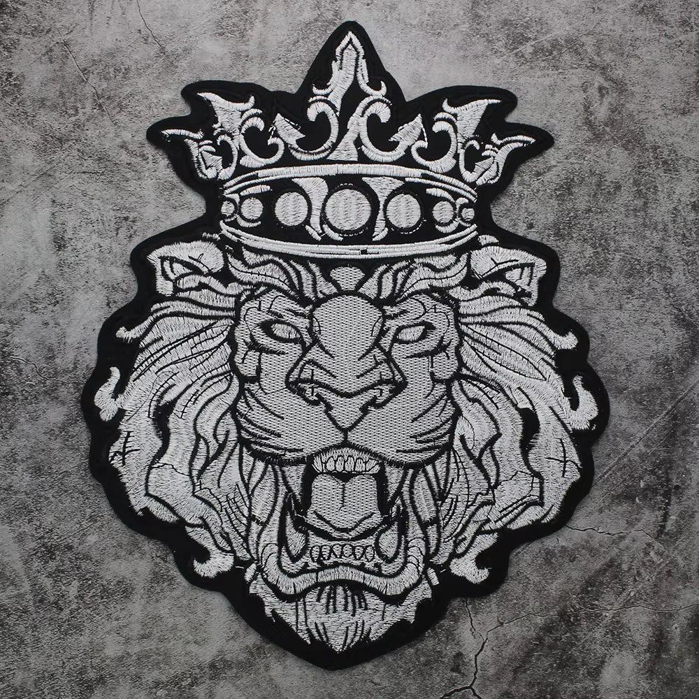 Embroidery Black White Crown Patch Appliques Iron on Patches Badge Clothes Sewing
