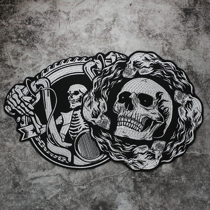 Skull Biker Cool Embroidery Patch Appliques Iron on Patches for Clothing Sewing