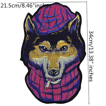 Big Fashion Dog Embroidered Patch Appliques Iron on Patches Badge Clothes Sewing