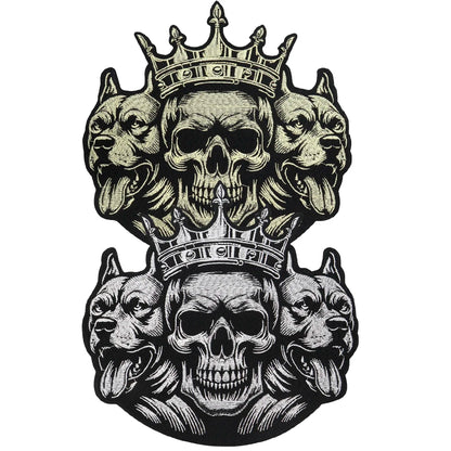 Cool gold and silver crown skull Embroidered Patch Appliques Iron on Patches Badge Clothes Sewing
