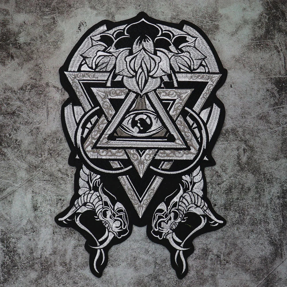 Fashion Punk Eye Skeleton Flower Biker Vest Embroidered Patch Iron On /sew on Clothes Patches
