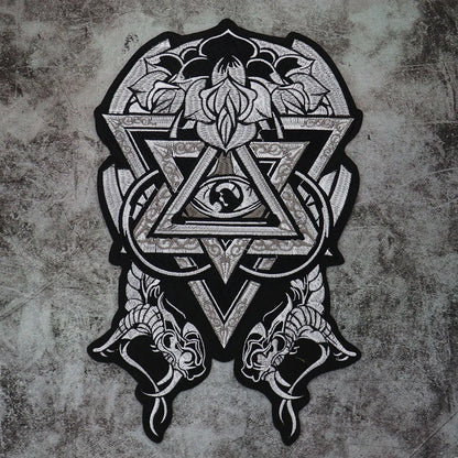 Fashion Punk Eye Skeleton Flower Biker Vest Embroidered Patch Iron On /sew on Clothes Patches