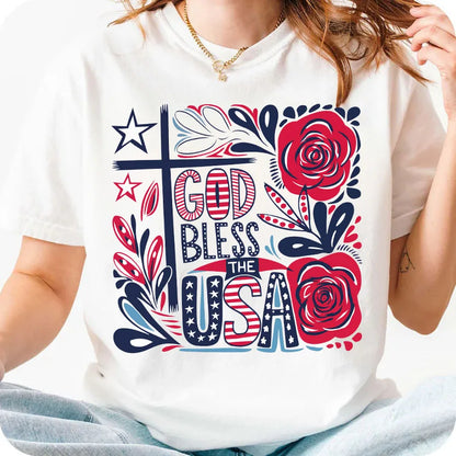 God Bless The USA America 4th of July DIY Iron-On Heat Transfer Sticker Decal T-shirts Sweatshirts Bag Clothes Decor
