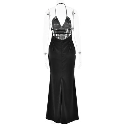 Elegant Backless Sexy Maxi Spaghetti Strap Sleeveless Bodycon Club Party Long Dress