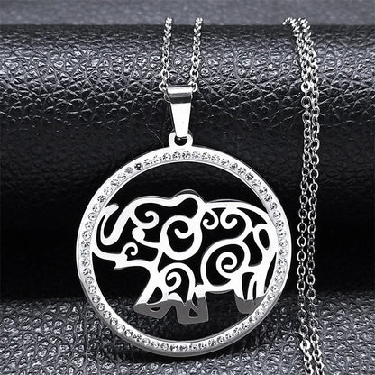 Pug Dog Stainless Steel Crystal Necklace Pendant Gold Color Chain Necklace