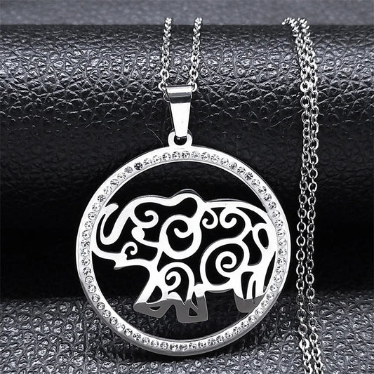 Pug Dog Stainless Steel Crystal Necklace Pendant Gold Color Chain Necklace