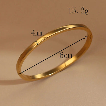 2-in-1 Women 18 K Gold Plated Zircon Stainless Steel Curved Bracelet Gift Bangle