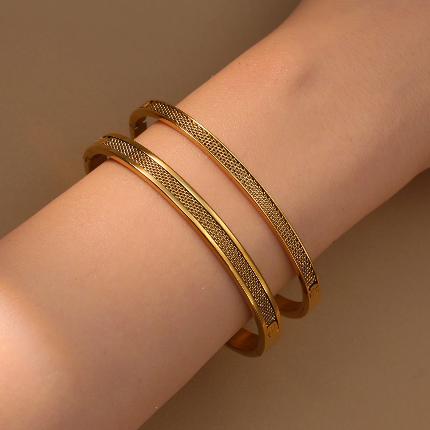 Women Punk 18k Gold Color Stainless Steel Statement Bracelet Bangle
