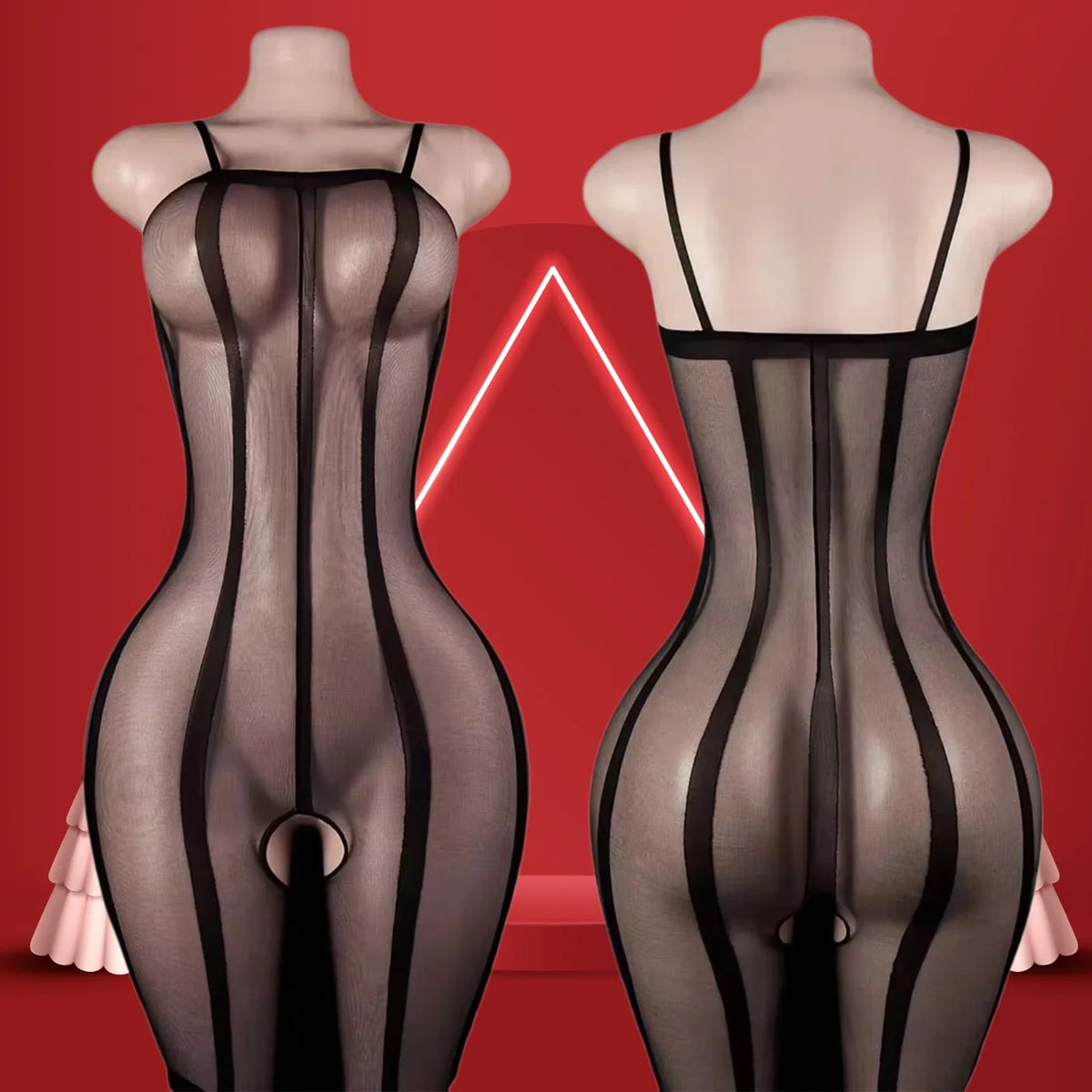 Sexy Women Crotchless Fishnet Bodystocking Hollow-Out Costume Lingerie