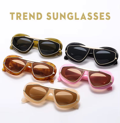 Men Women y2K Hip Hop Punk Oval Designer Square UV400 Glassess Sunglasses