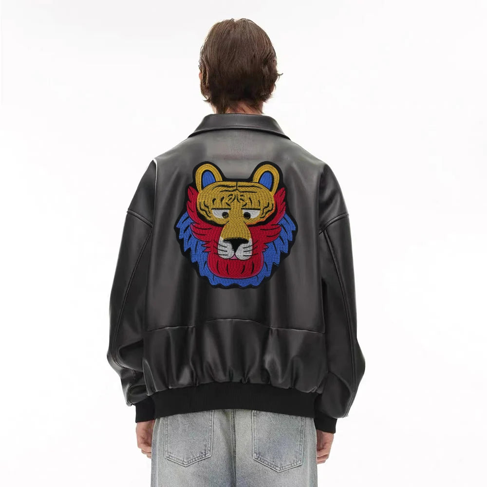 Large Animal Tiger Head Embroidery Patch Appliques Iron on Patches Badge Clothes Sewing