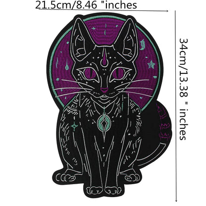 Large Black Noble Animal Cat Patch Embroidered Patches Iron on Clothing Backpack Badges Twill Craft Stickers