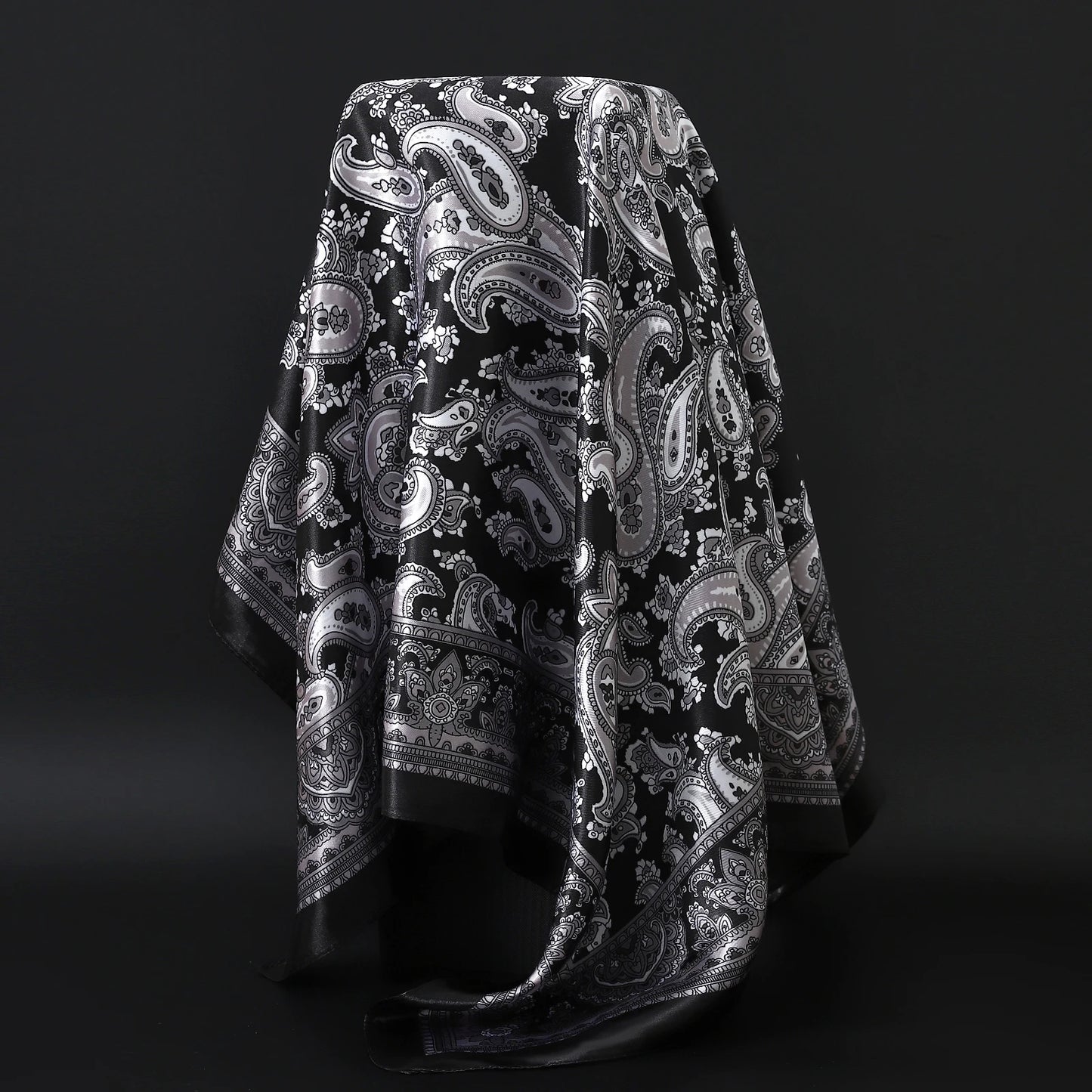 90cm Women Four Seasons Square Silk Satin Bandana Wrap Shawl Scarves Scarfs Spk8
