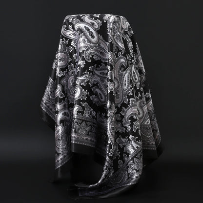 90cm Women Four Seasons Square Silk Satin Bandana Wrap Shawl Scarves Scarfs Spk8