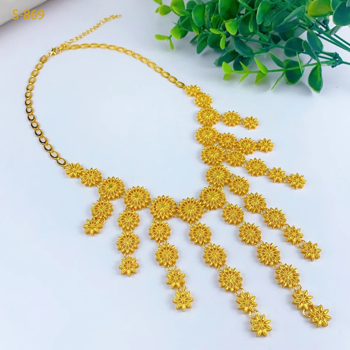 Italian Dubai Women Design 24K Gold Color Wedding Party Necklace Earrings Ring Bracelet Gift