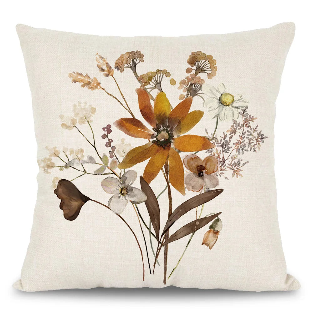Plant Wildflower Abstract Watercolor Flower Deco Pillowcase Cushion Cover